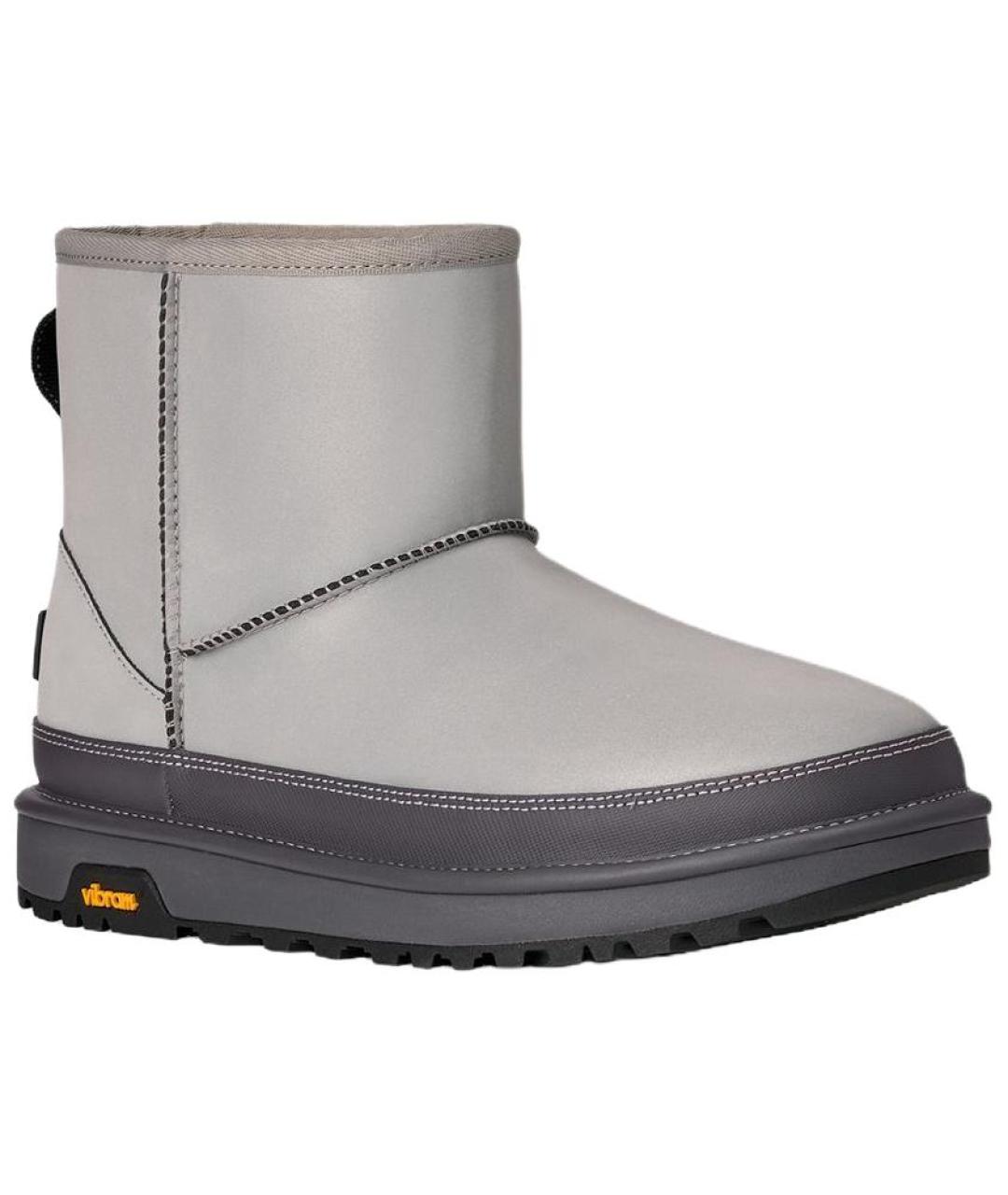 UGG AUSTRALIA Серебряные кожаные низкие ботинки, фото 3