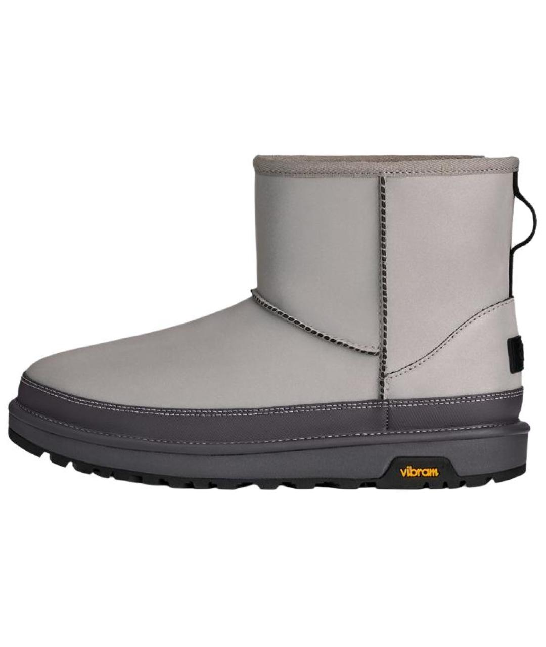 UGG AUSTRALIA Серебряные кожаные низкие ботинки, фото 6