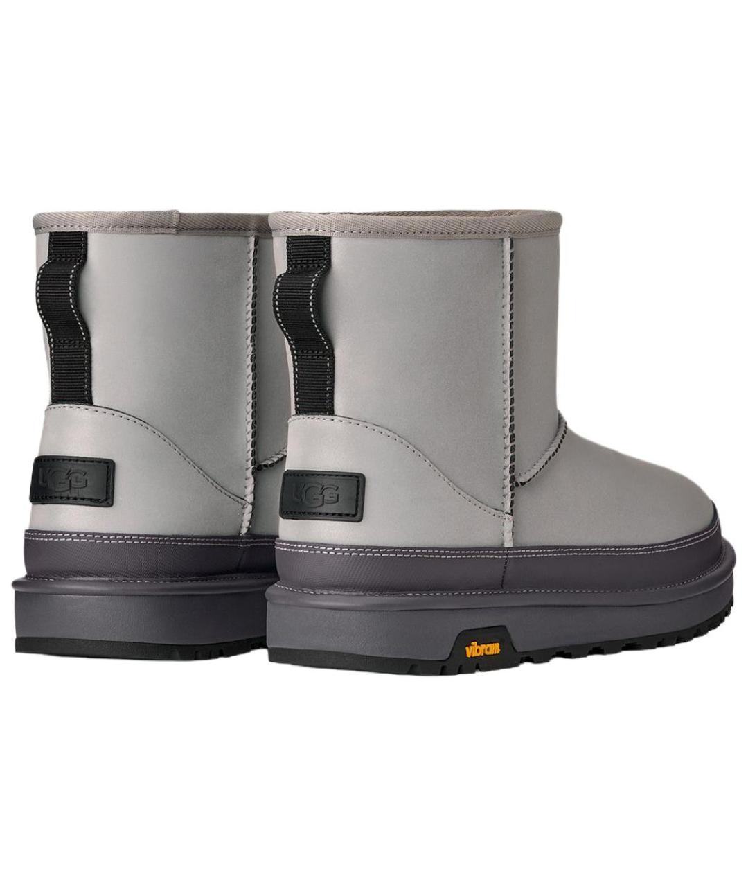 UGG AUSTRALIA Серебряные кожаные низкие ботинки, фото 4