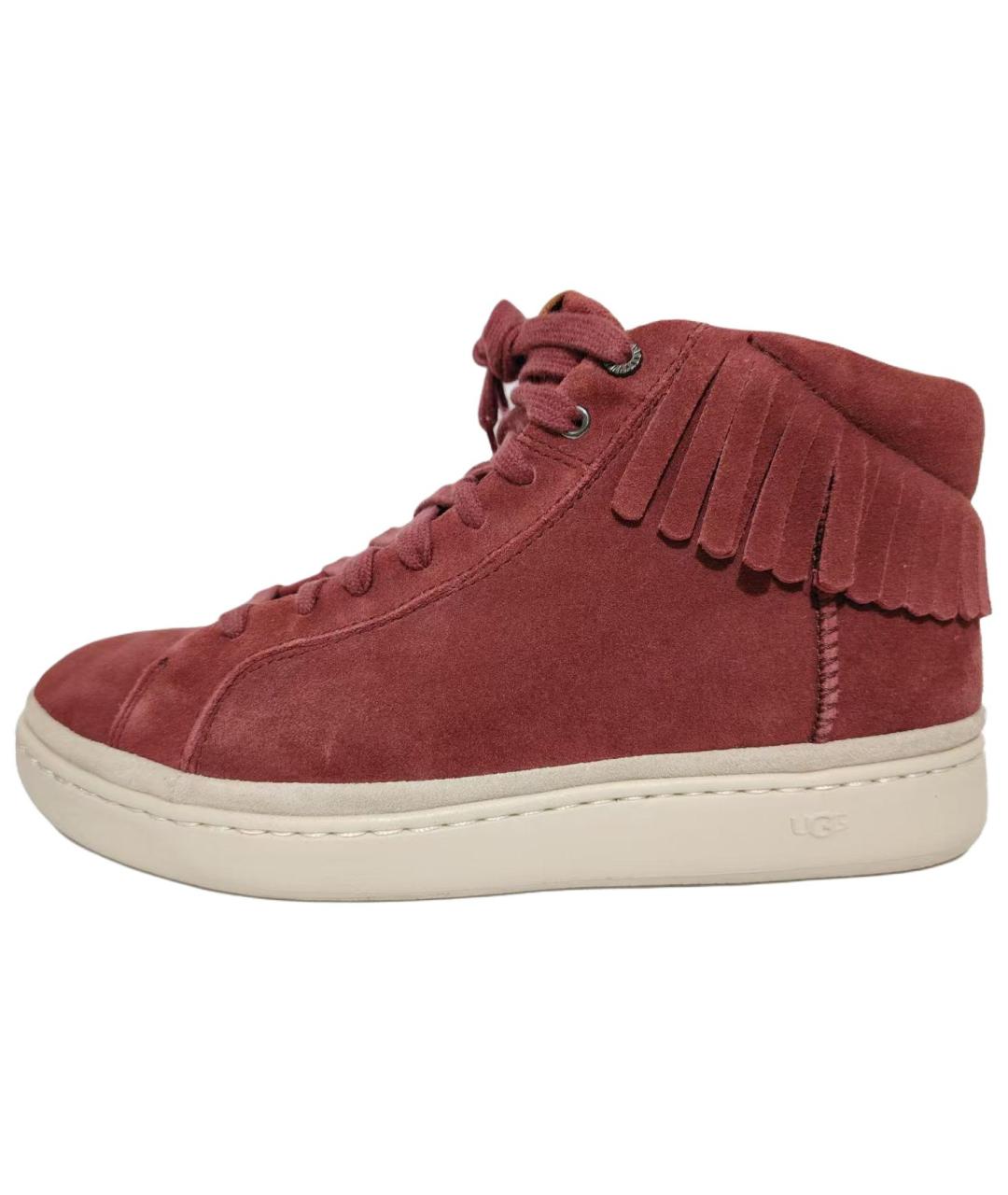 UGG AUSTRALIA Красные кожаные низкие кроссовки / кеды, фото 5