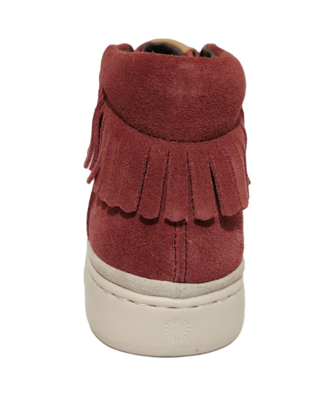 UGG AUSTRALIA Красные кожаные низкие кроссовки / кеды, фото 3