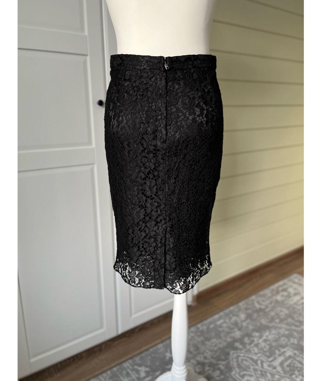 DOLCE&GABBANA Черная хлопковая юбка миди, фото 3