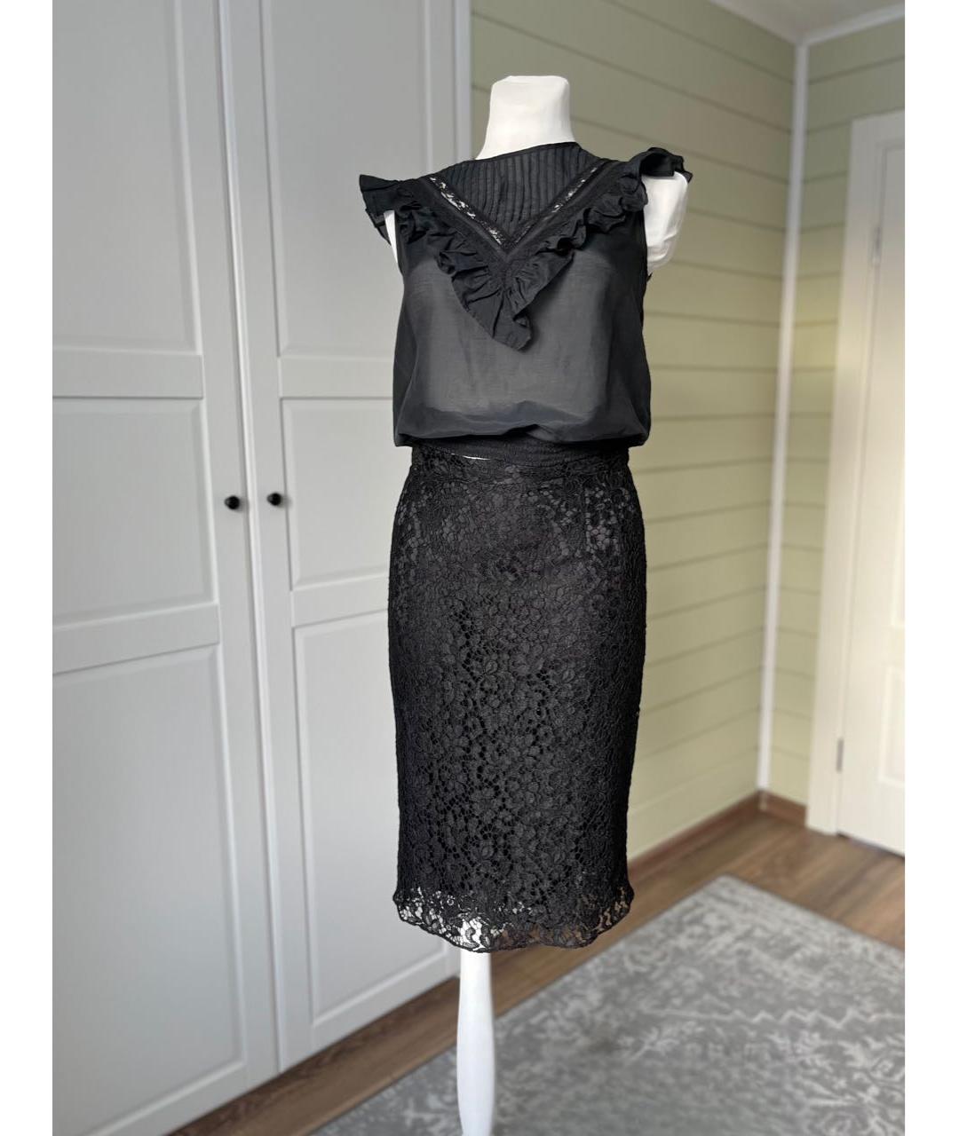 DOLCE&GABBANA Черная хлопковая юбка миди, фото 2