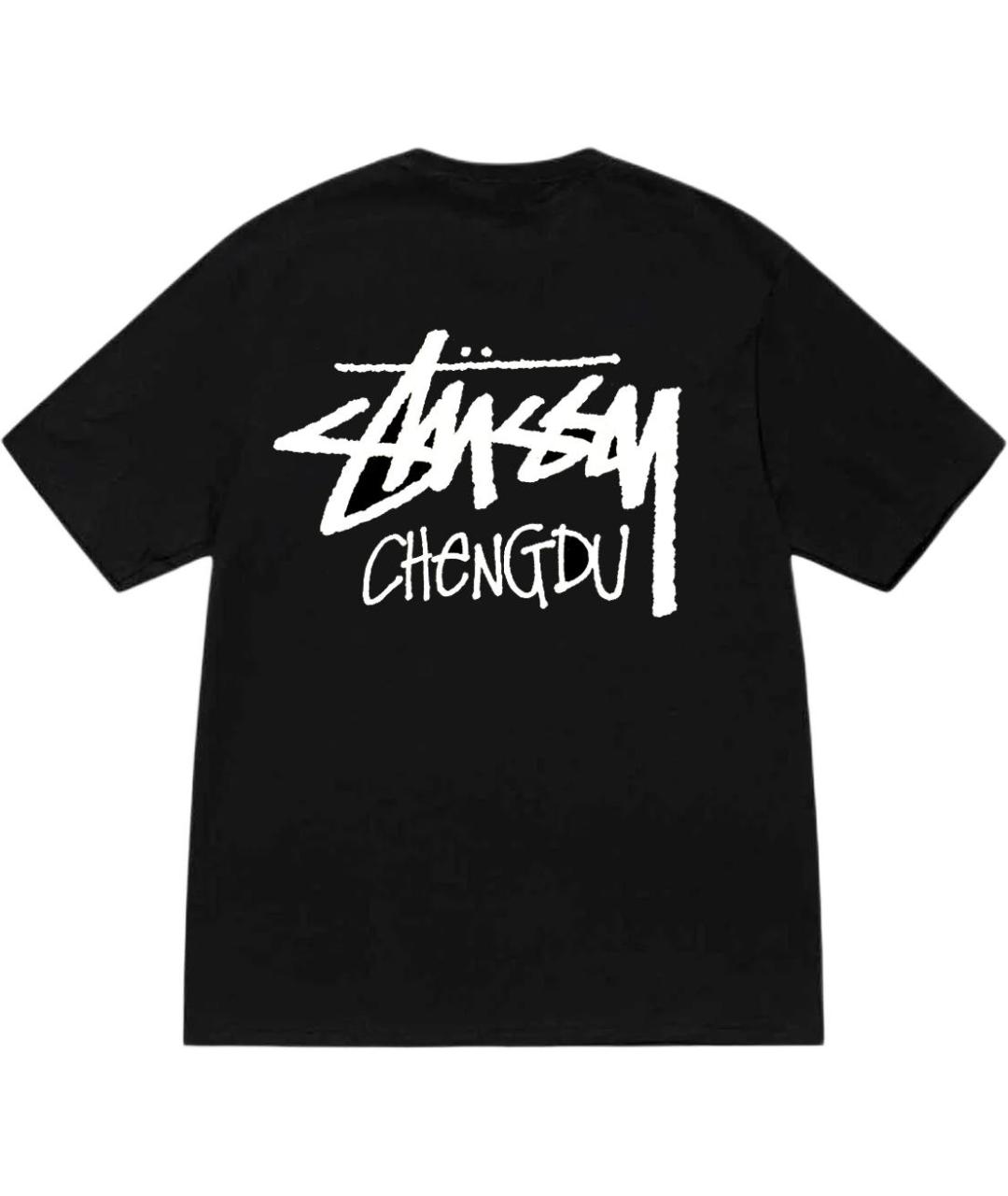 STUSSY Черная хлопковая футболка, фото 2