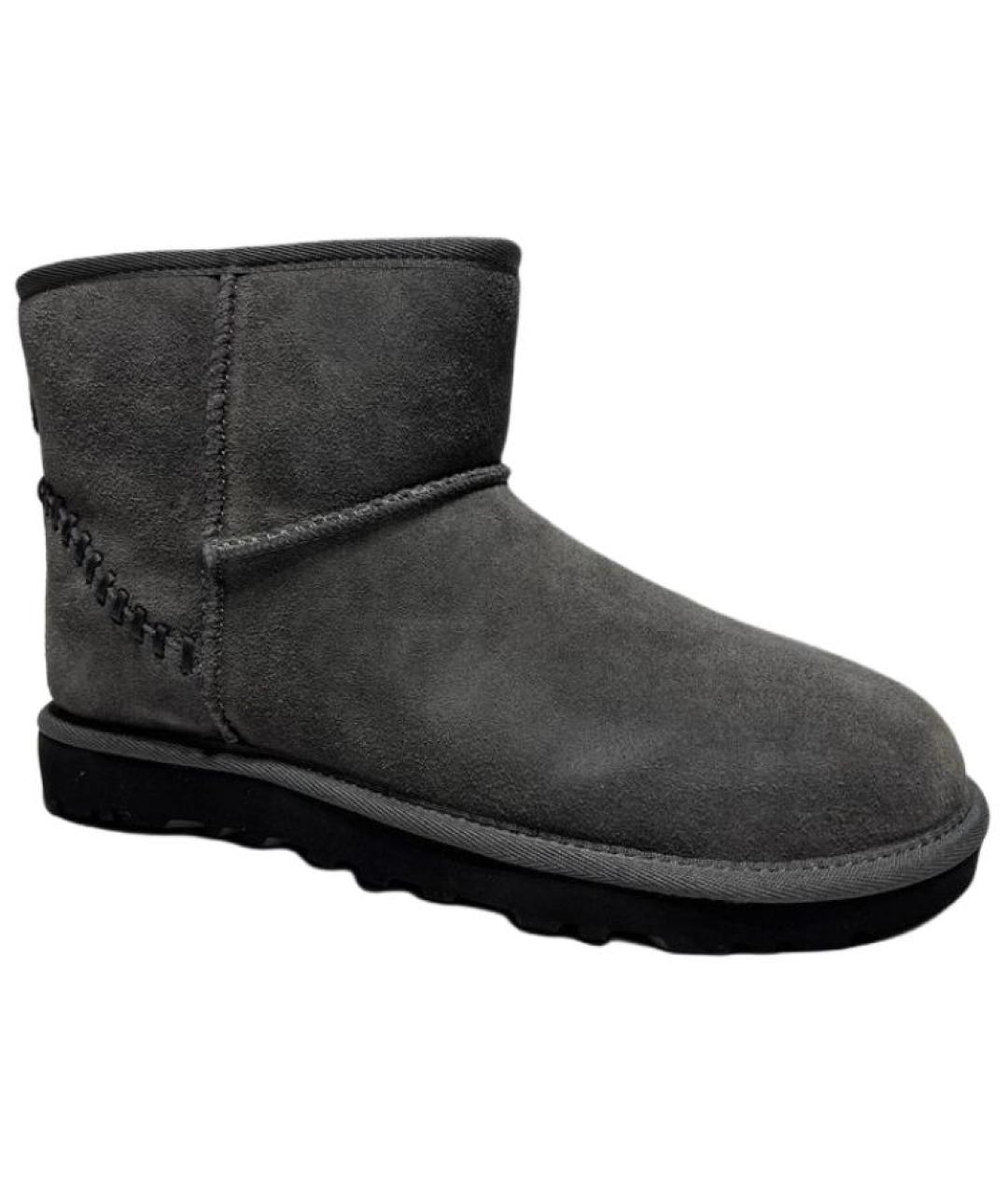 UGG AUSTRALIA Серые кожаные низкие ботинки, фото 2