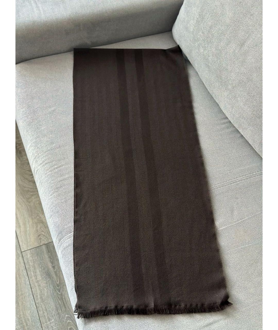 GUCCI Коричневый шерстяной шарф, фото 4