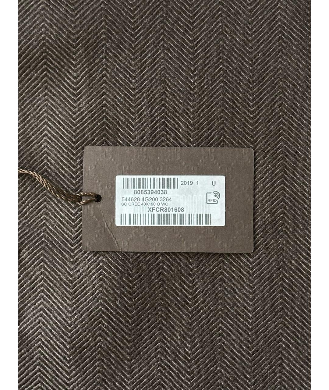 GUCCI Коричневый шерстяной шарф, фото 6