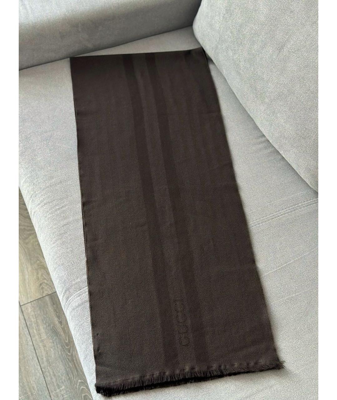 GUCCI Коричневый шерстяной шарф, фото 3