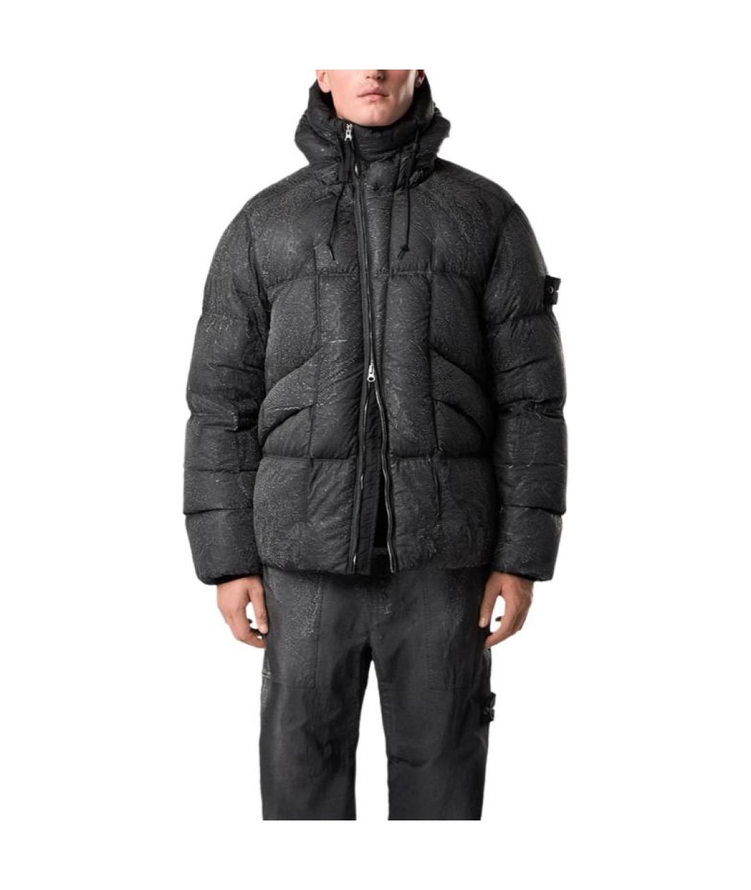 STONE ISLAND Черный пуховик, фото 3
