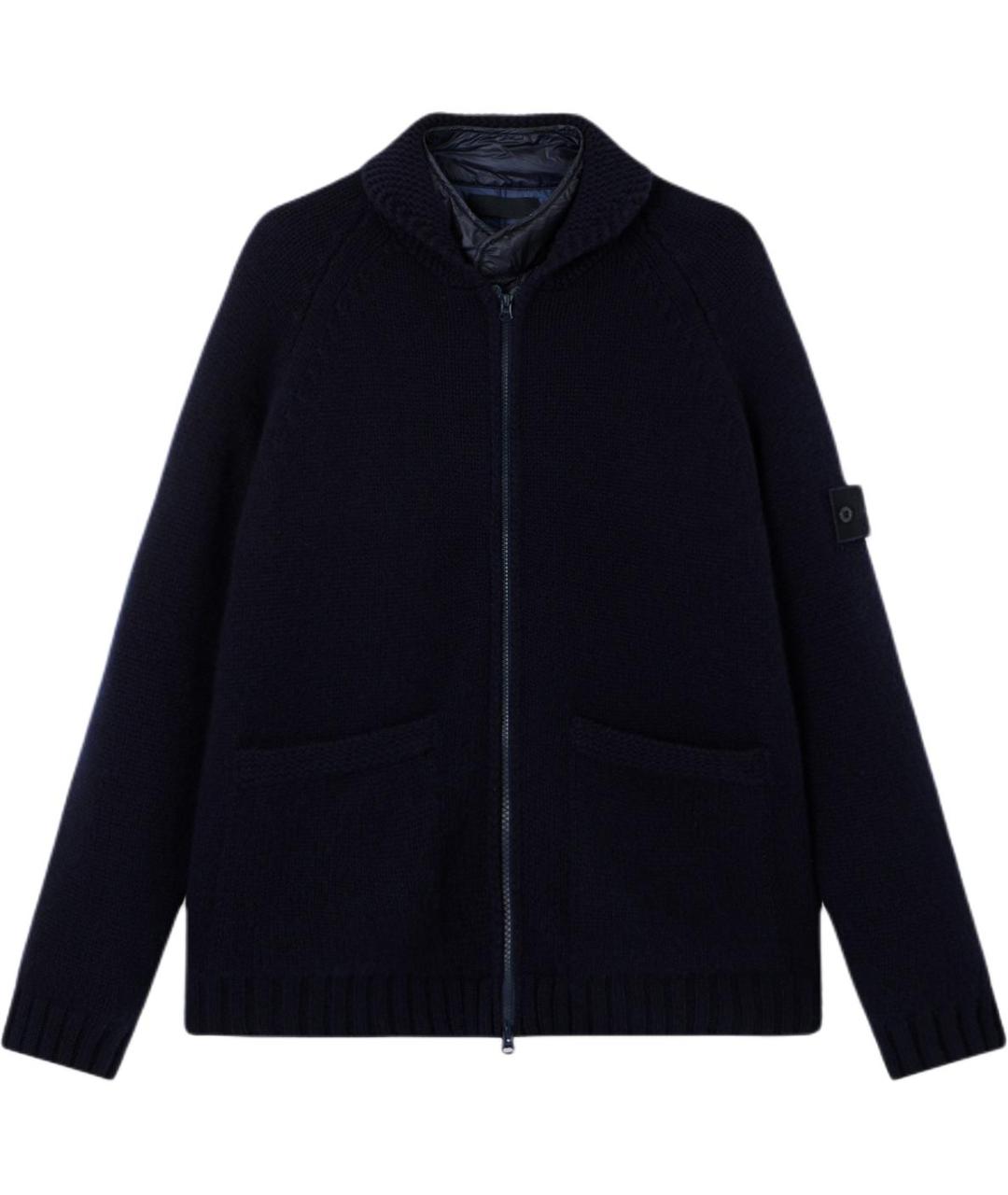 STONE ISLAND Темно-синий кашемировый кардиган, фото 1
