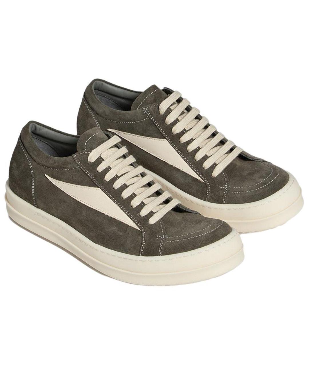 RICK OWENS Коричневые замшевые низкие кроссовки / кеды, фото 3