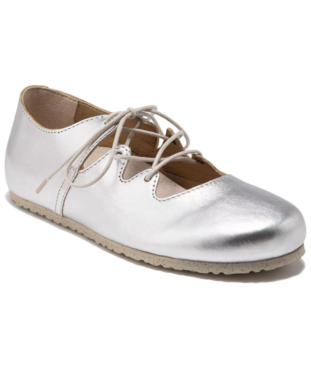 BIRKENSTOCK Серебряные кожаные туфли, фото 2