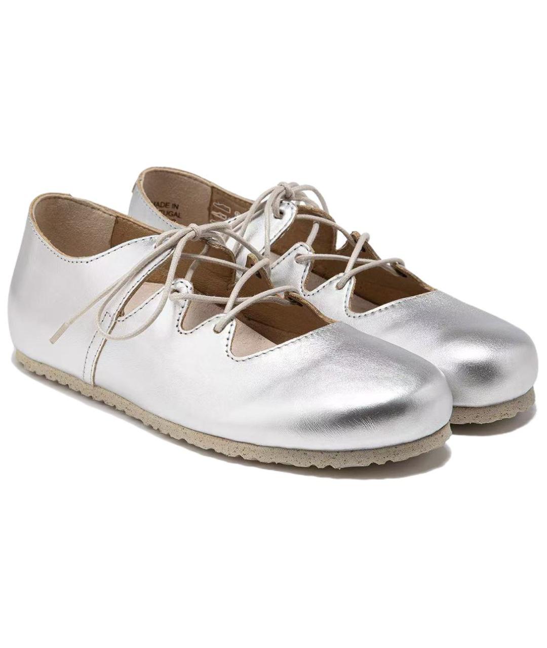 BIRKENSTOCK Серебряные кожаные туфли, фото 3