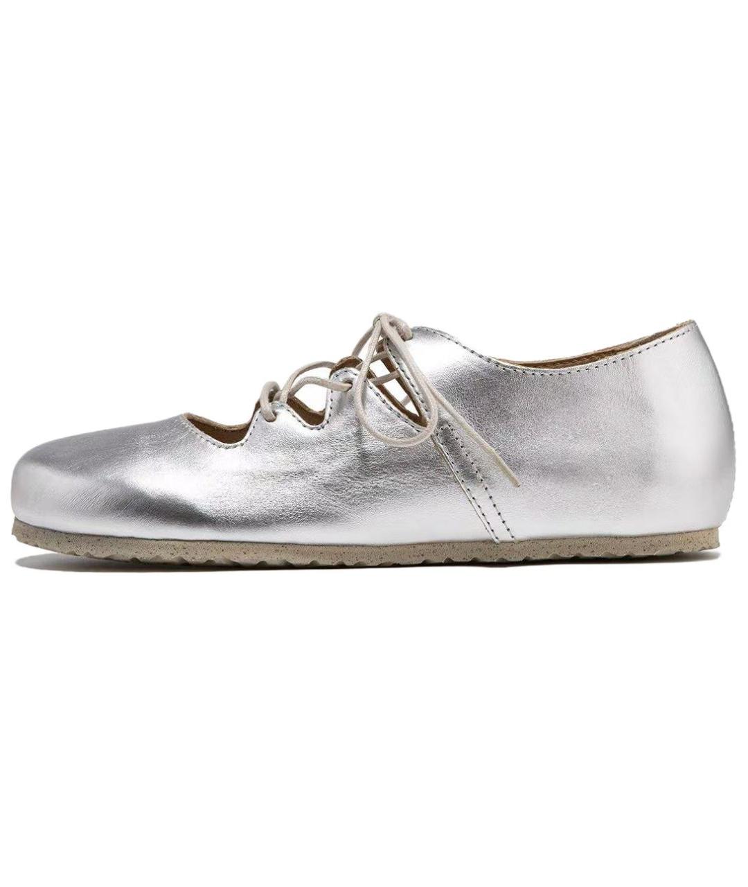 BIRKENSTOCK Серебряные кожаные туфли, фото 5