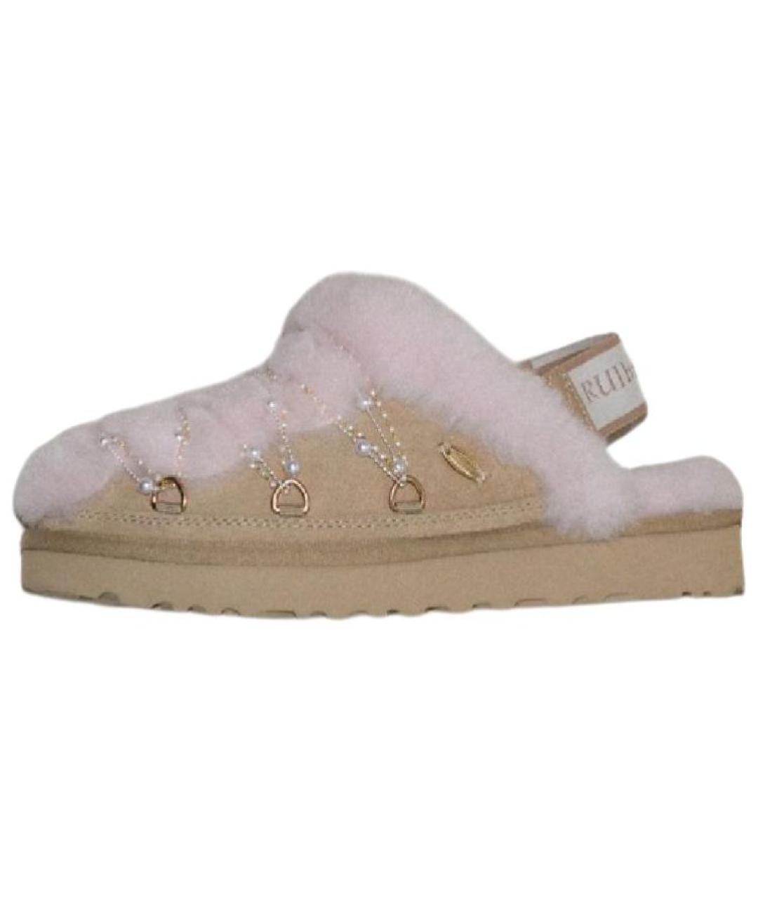 UGG Бежевые нубуковые мюли, фото 5