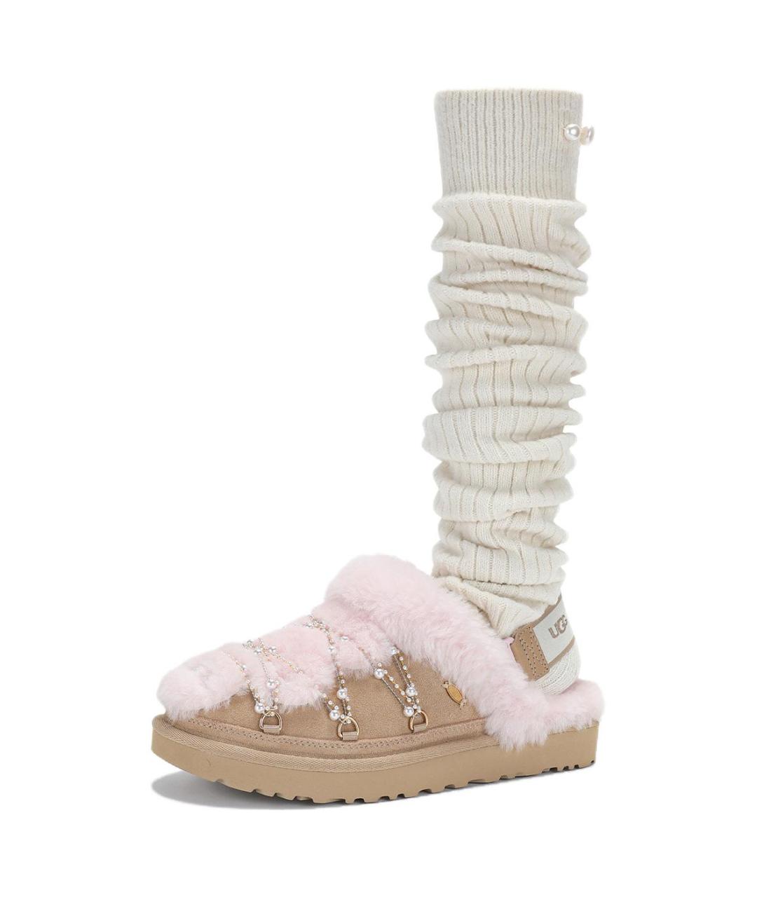 UGG Бежевые нубуковые мюли, фото 2