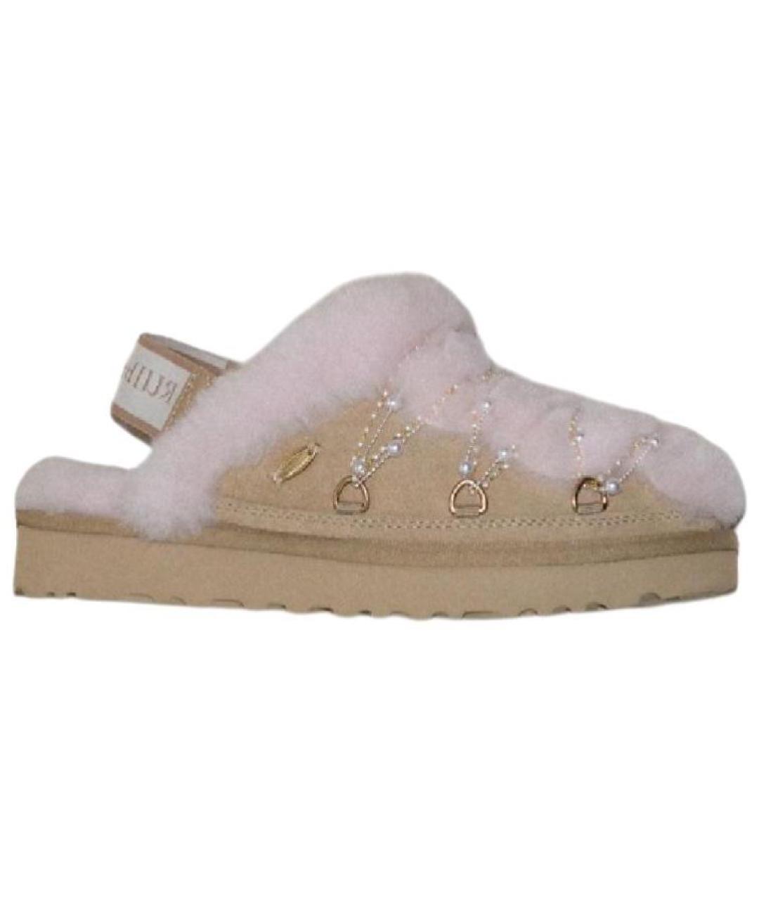 UGG Бежевые нубуковые мюли, фото 1