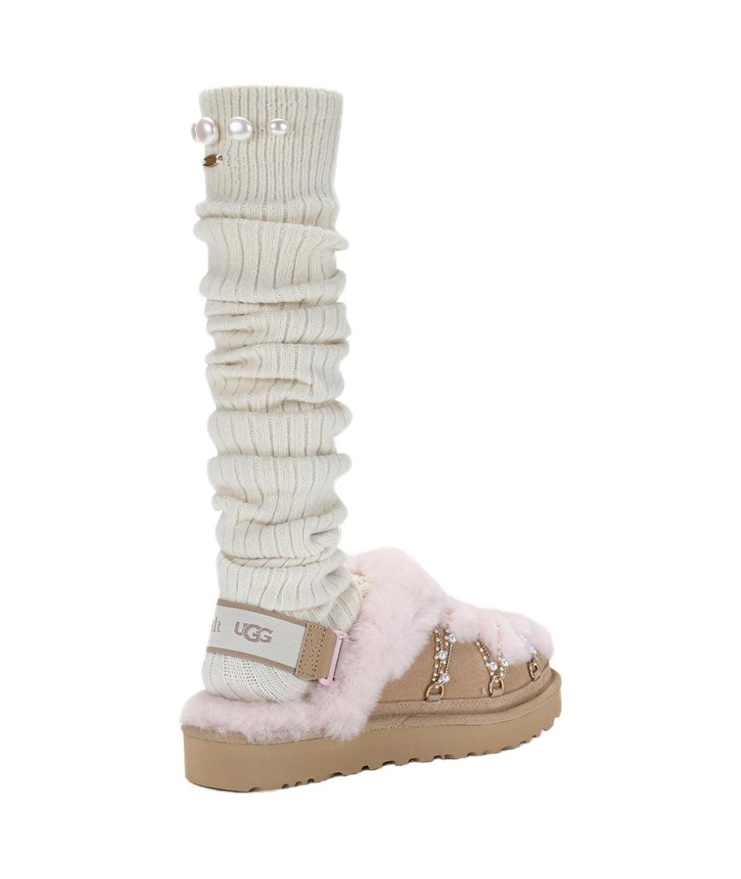UGG Бежевые нубуковые мюли, фото 3