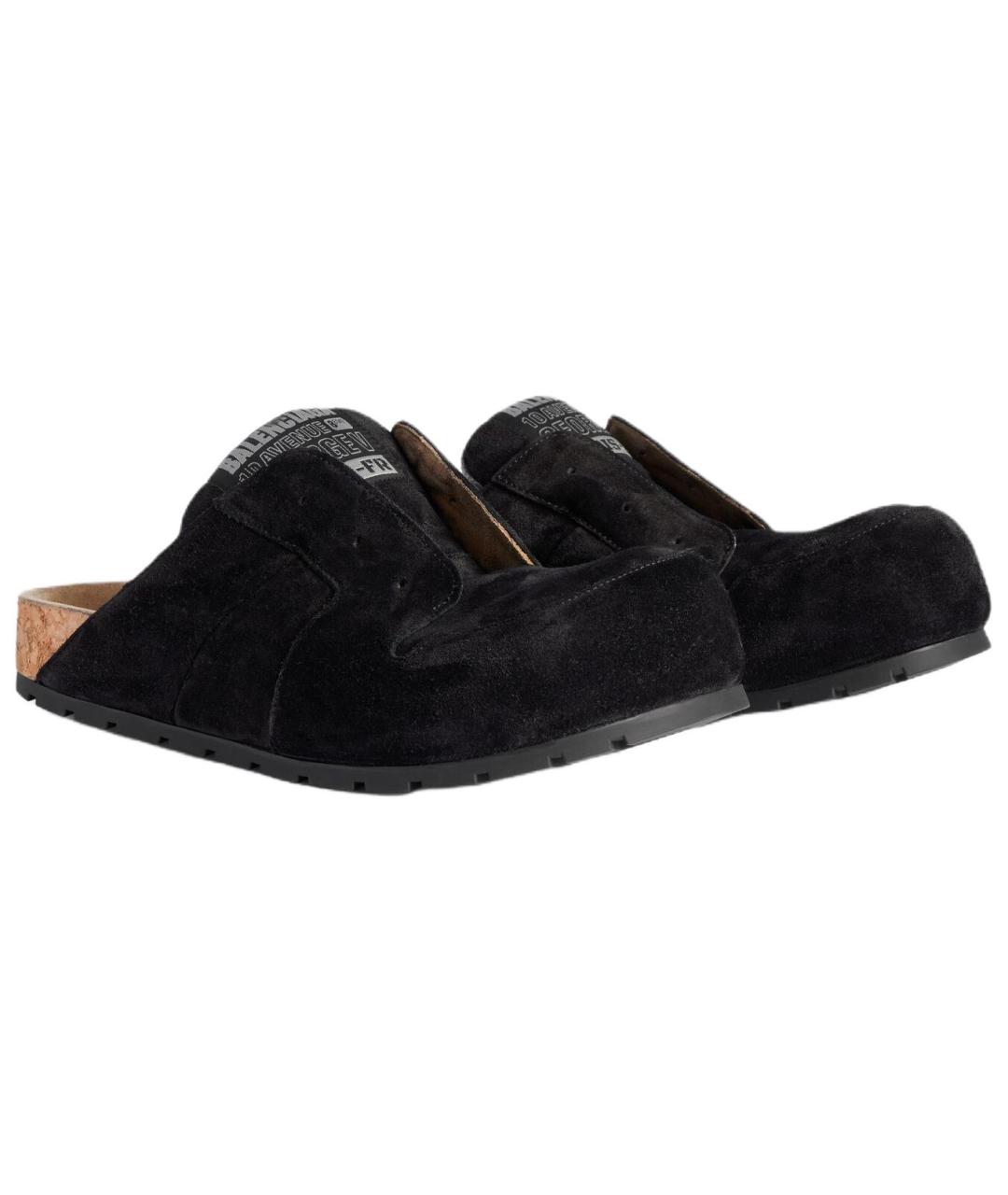 BALENCIAGA Черные замшевые слипоны, фото 4