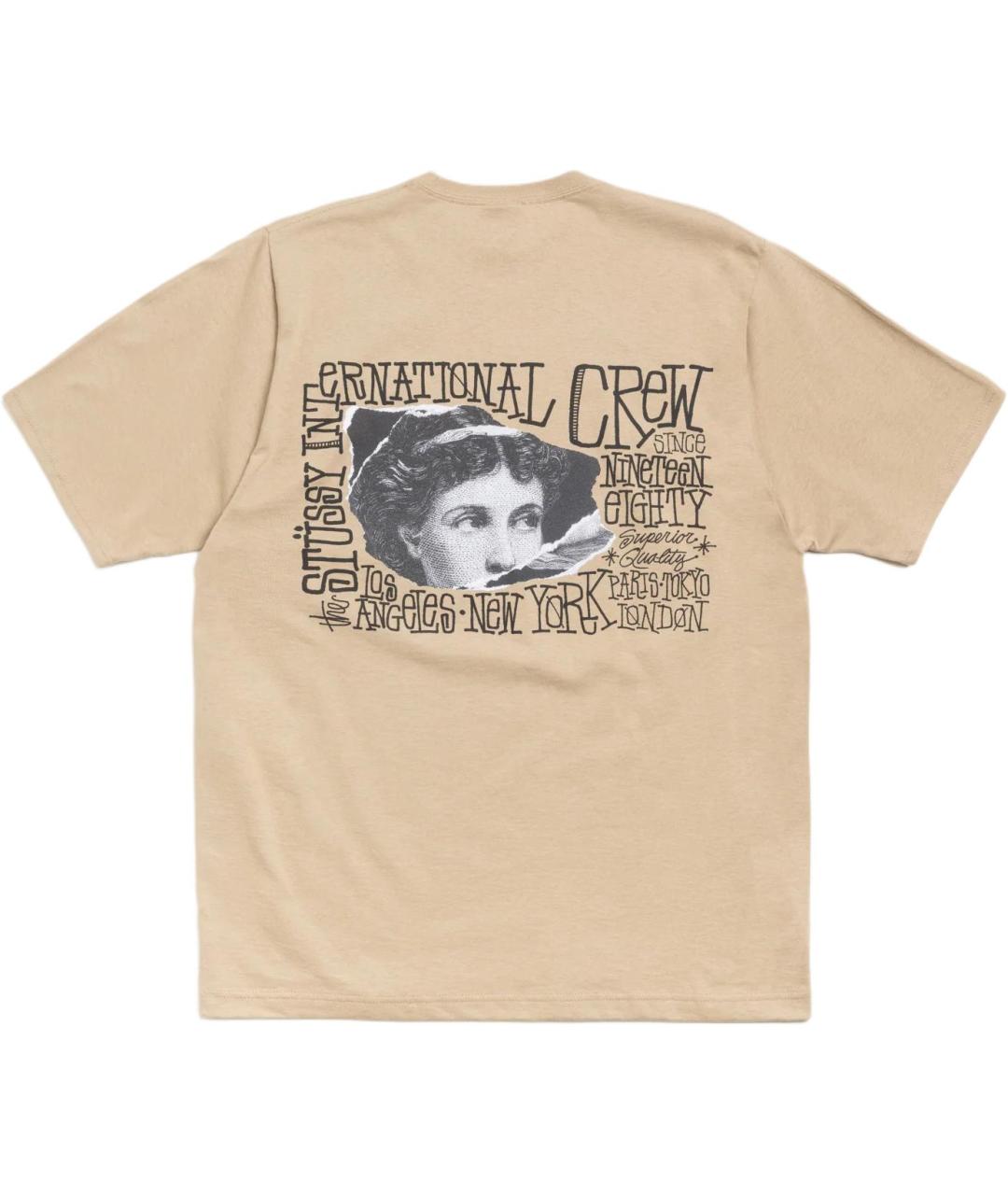 STUSSY Бежевая хлопковая футболка, фото 2