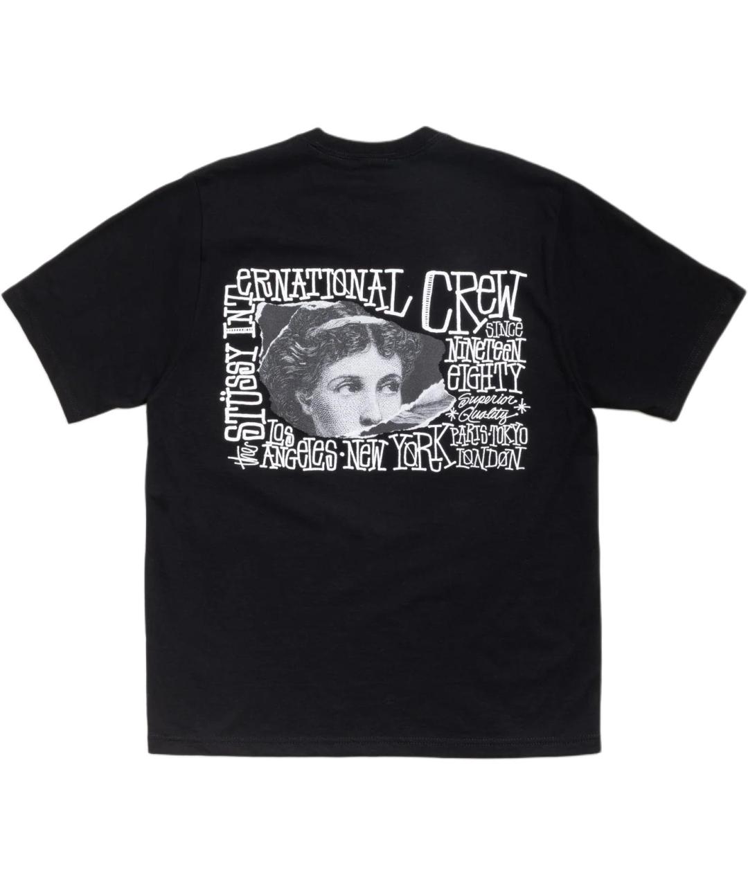 STUSSY Черная хлопковая футболка, фото 2