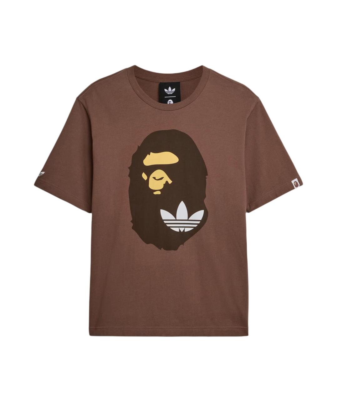 ADIDAS Коричневая хлопковая футболка, фото 1