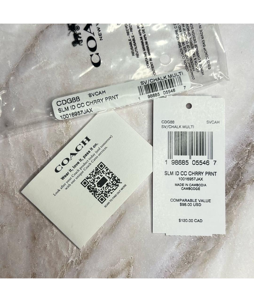 COACH Белый кожаный кардхолдер, фото 4