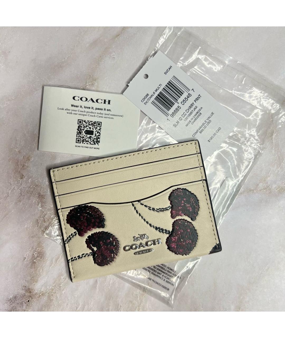COACH Белый кожаный кардхолдер, фото 5