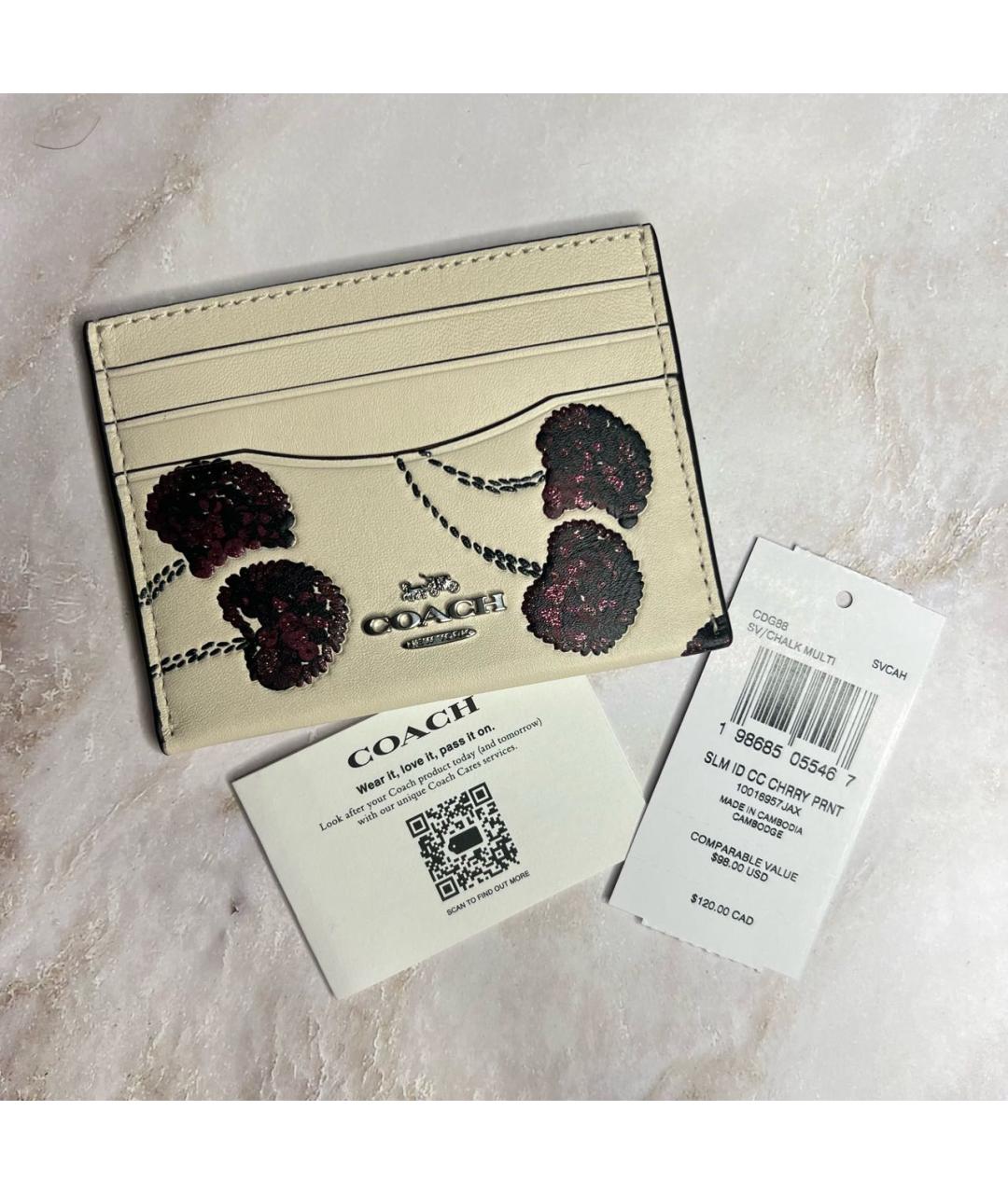 COACH Белый кожаный кардхолдер, фото 2
