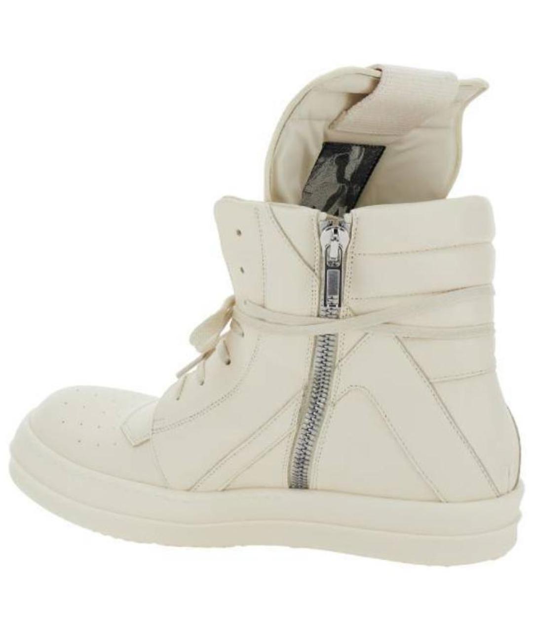 RICK OWENS Белые кожаные низкие кроссовки / кеды, фото 4