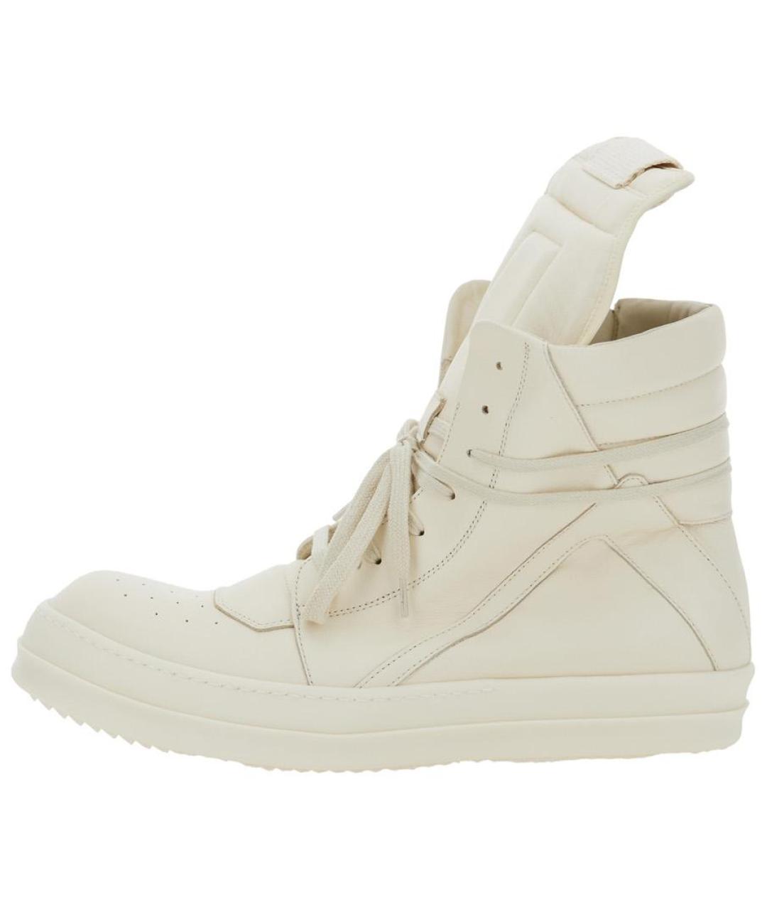 RICK OWENS Белые кожаные низкие кроссовки / кеды, фото 2