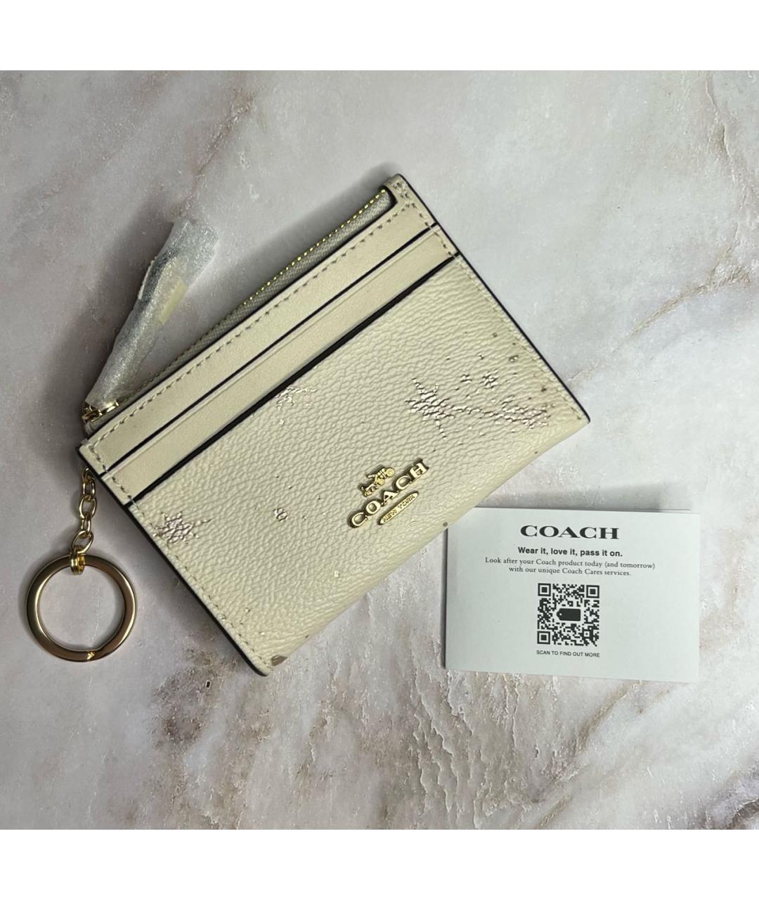 COACH Бежевый кожаный кардхолдер, фото 4