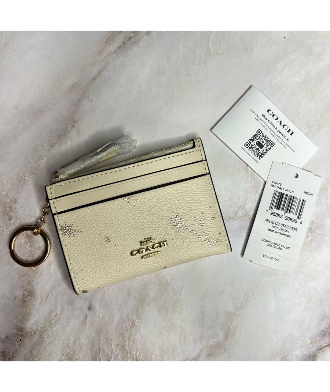 COACH Бежевый кожаный кардхолдер, фото 3