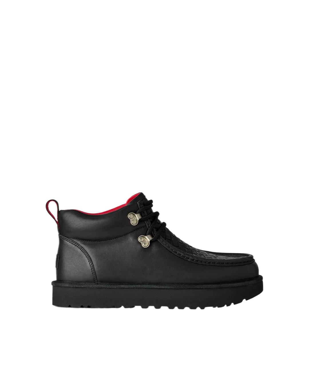 UGG AUSTRALIA Черные кожаные низкие ботинки, фото 6