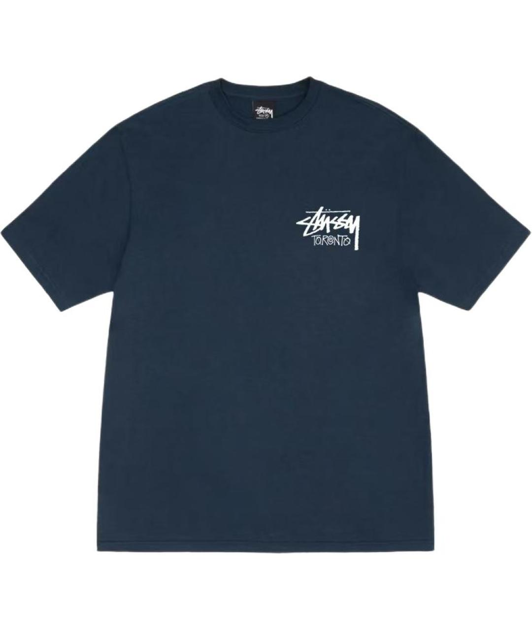 STUSSY Темно-синяя хлопковая футболка, фото 1