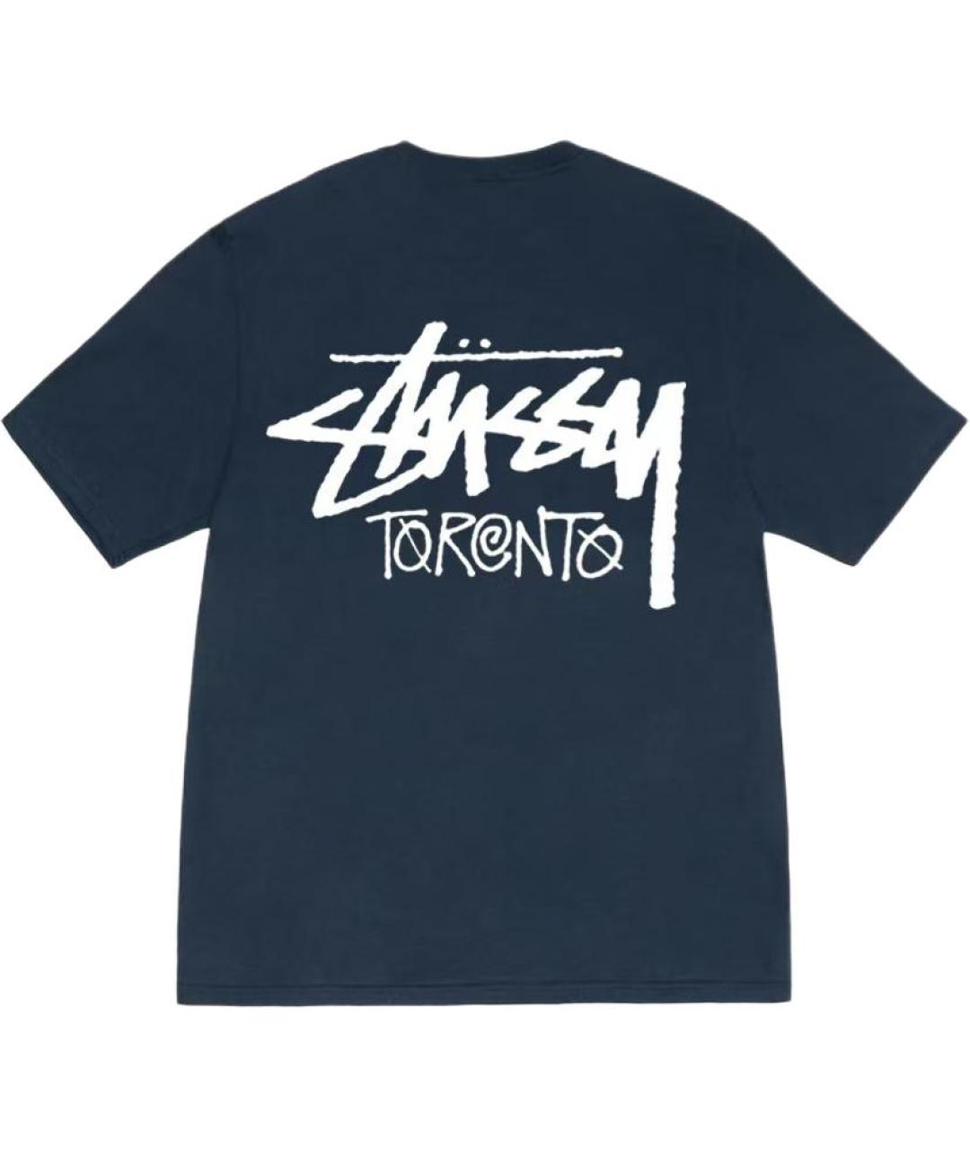 STUSSY Темно-синяя хлопковая футболка, фото 2