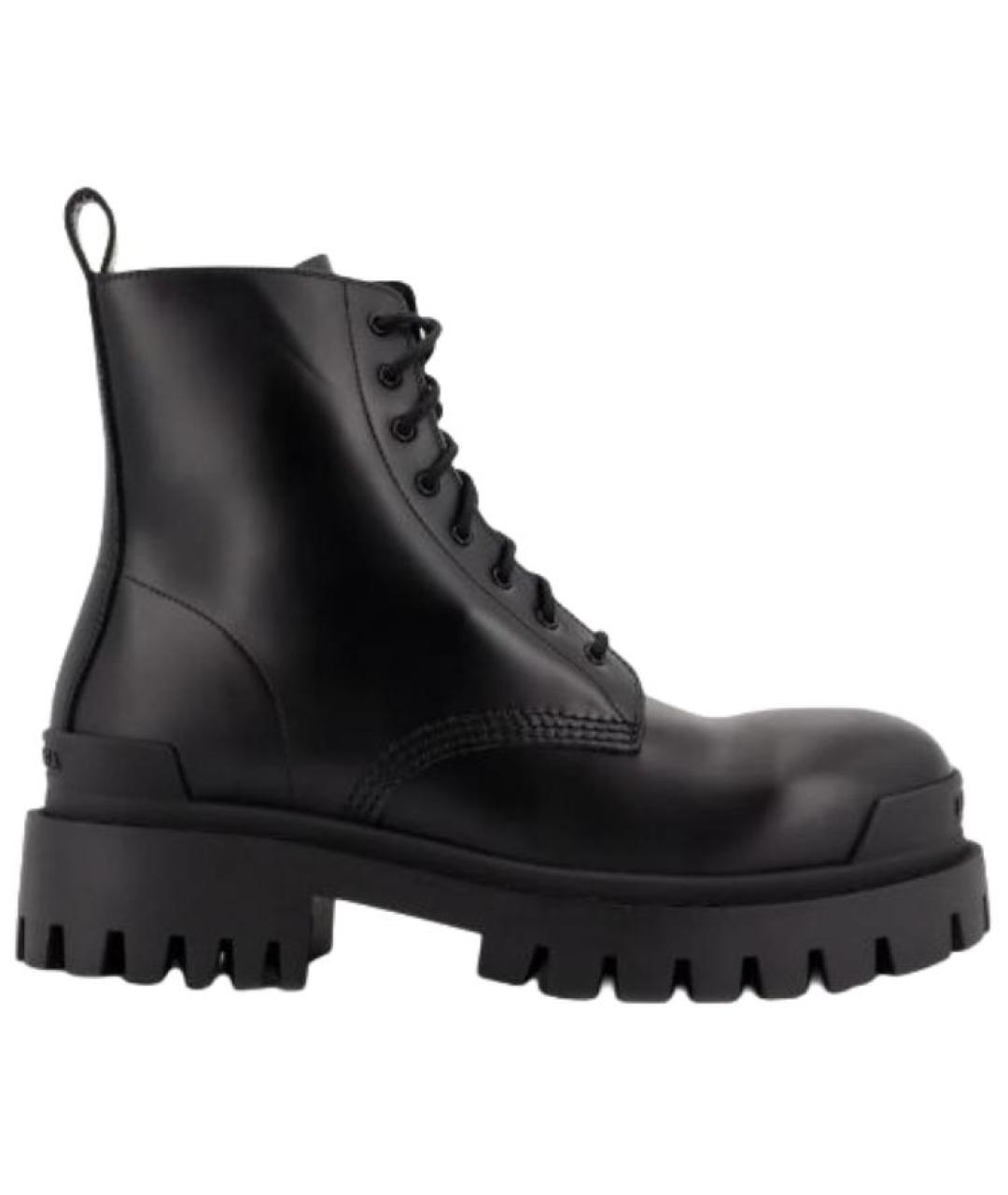 BALENCIAGA Черные кожаные высокие ботинки, фото 1