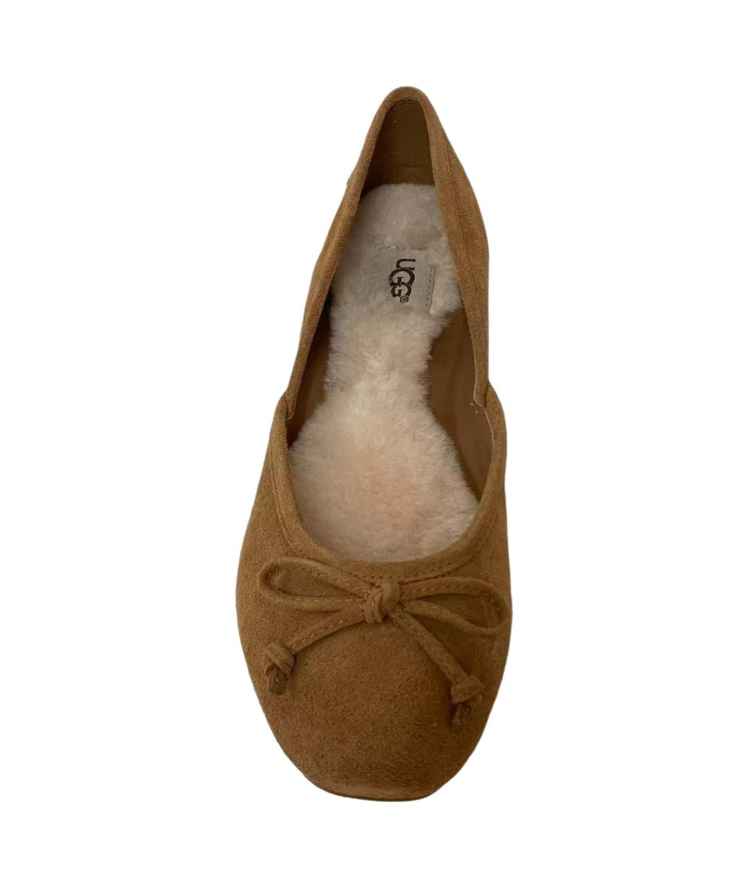 UGG AUSTRALIA Коричневые кожаные балетки, фото 3