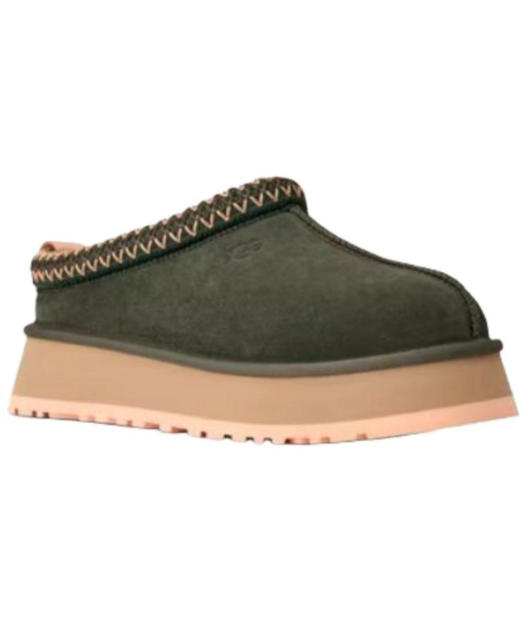 UGG AUSTRALIA Зеленые нубуковые мюли, фото 3