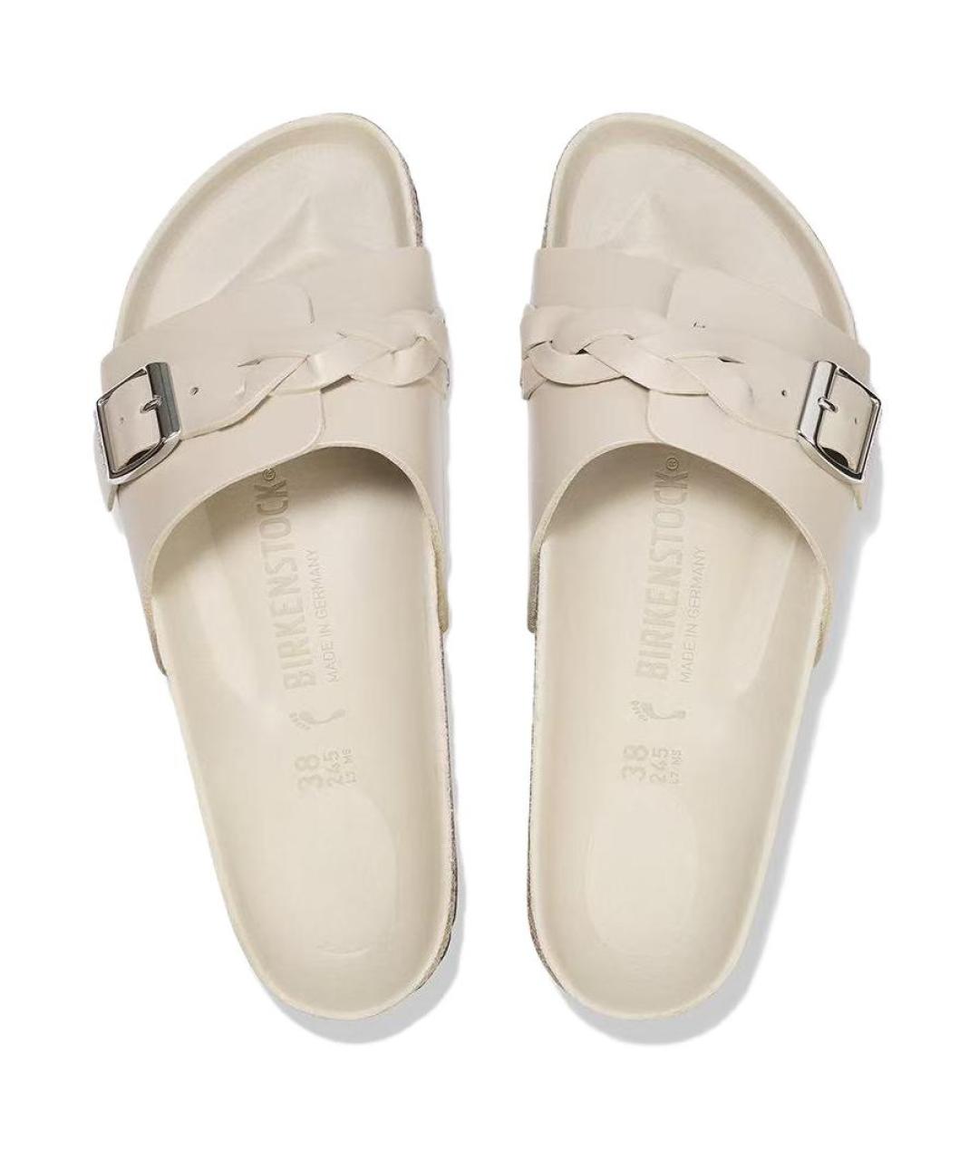 BIRKENSTOCK Белые кожаные шлепанцы, фото 4