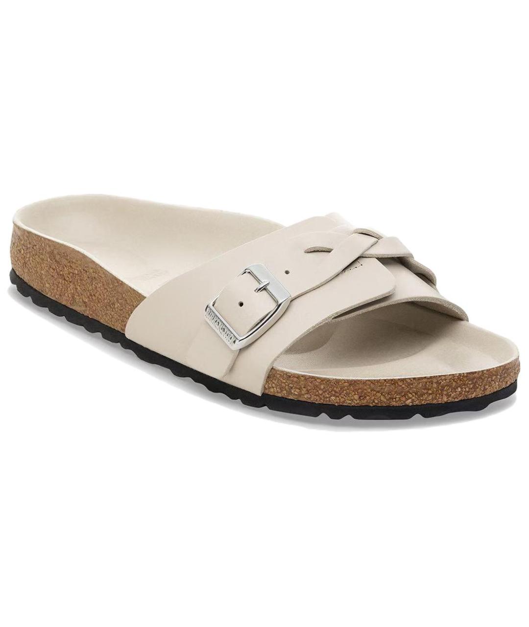 BIRKENSTOCK Белые кожаные шлепанцы, фото 2