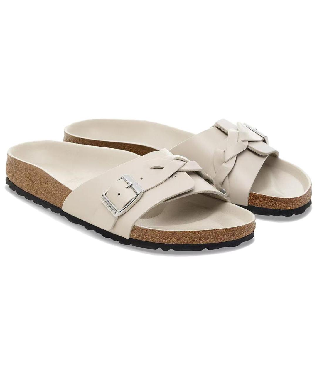 BIRKENSTOCK Белые кожаные шлепанцы, фото 3