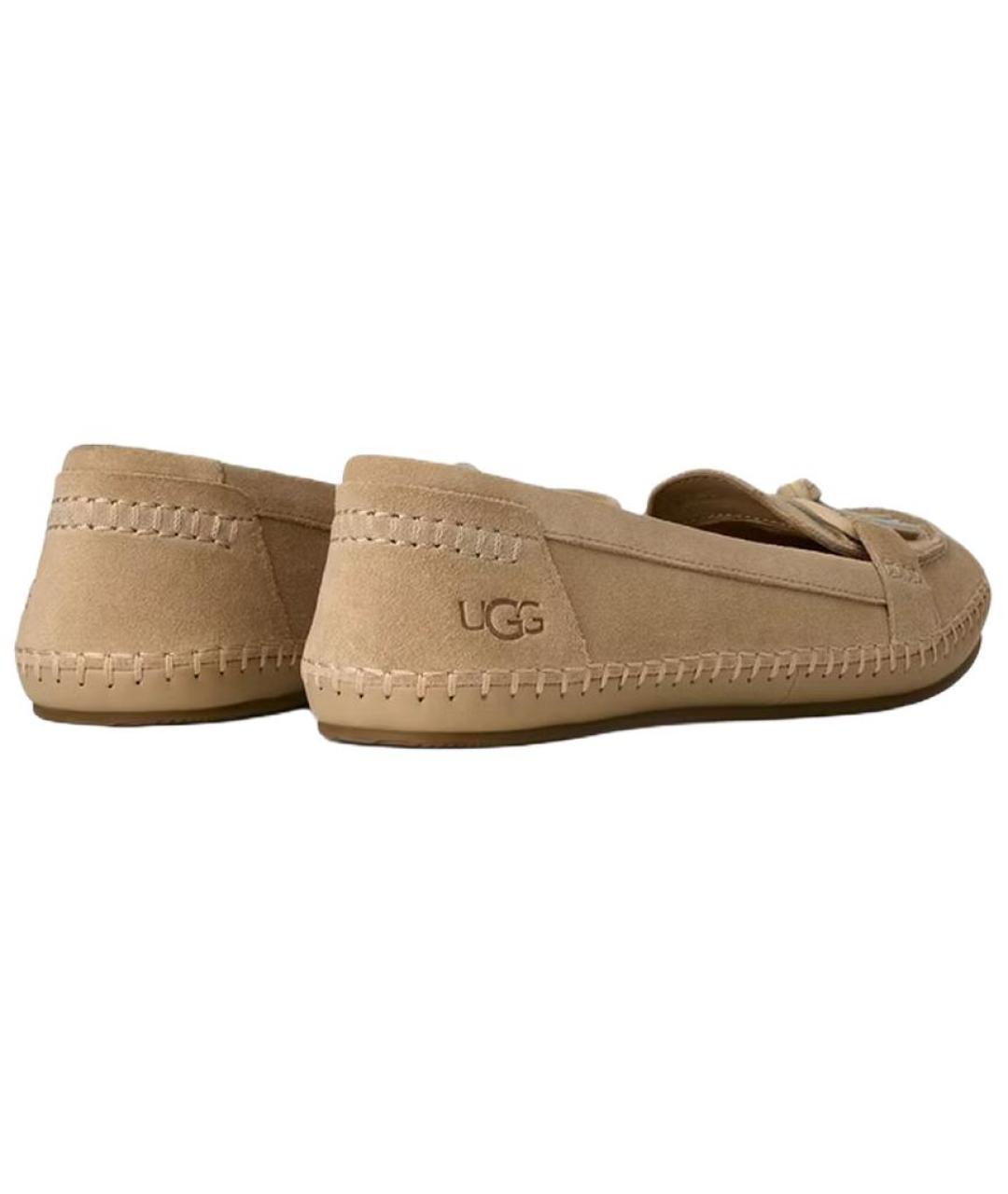 UGG AUSTRALIA Бежевые кожаные лоферы, фото 5