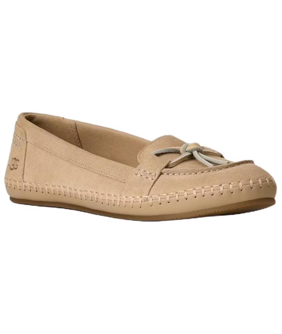 UGG AUSTRALIA Бежевые кожаные лоферы, фото 4