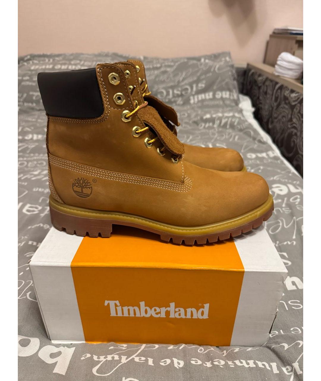 TIMBERLAND Оранжевое нубуковые высокие ботинки, фото 5