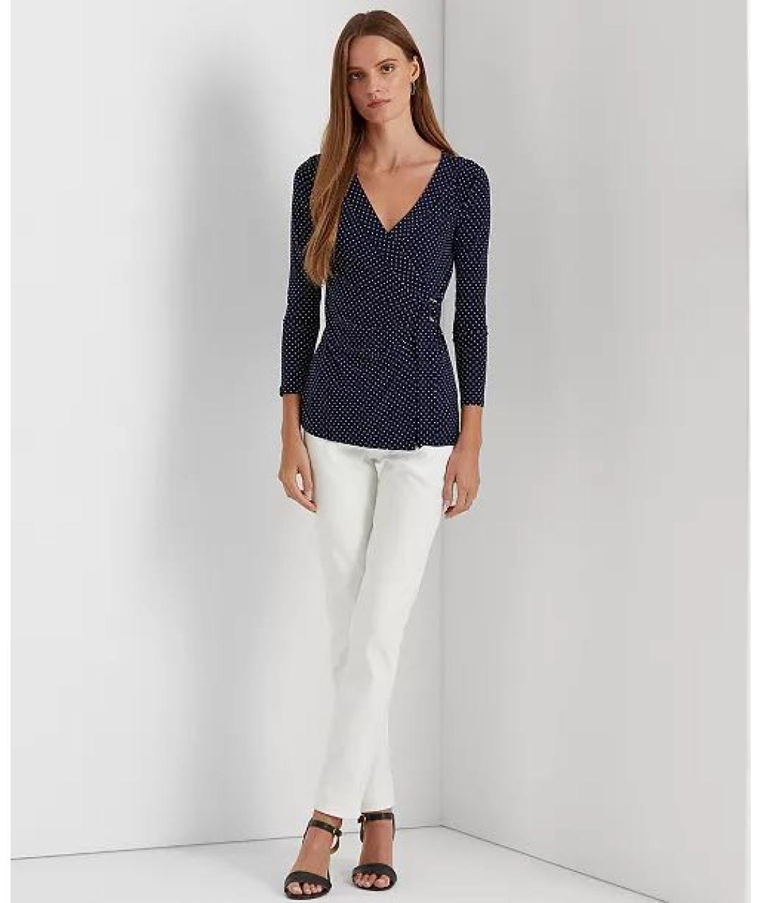 RALPH LAUREN Темно-синяя полиэстеровая блузы, фото 7