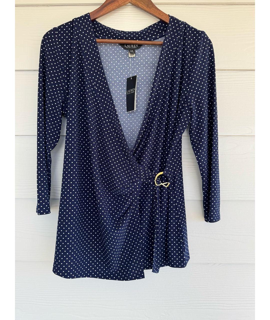 RALPH LAUREN Темно-синяя полиэстеровая блузы, фото 8