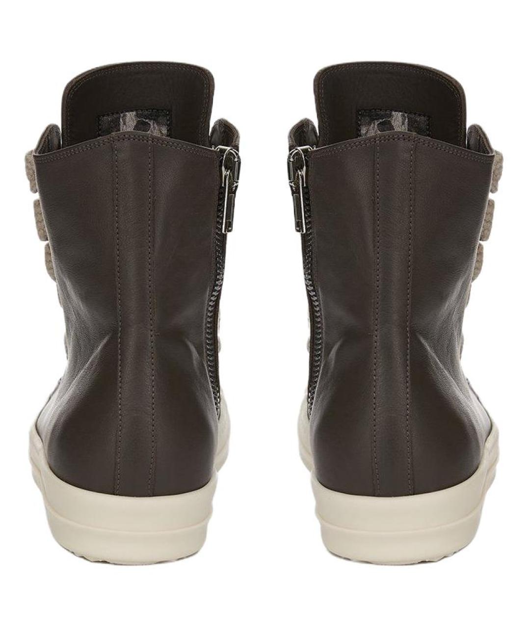 RICK OWENS Черные кожаные низкие кроссовки / кеды, фото 4