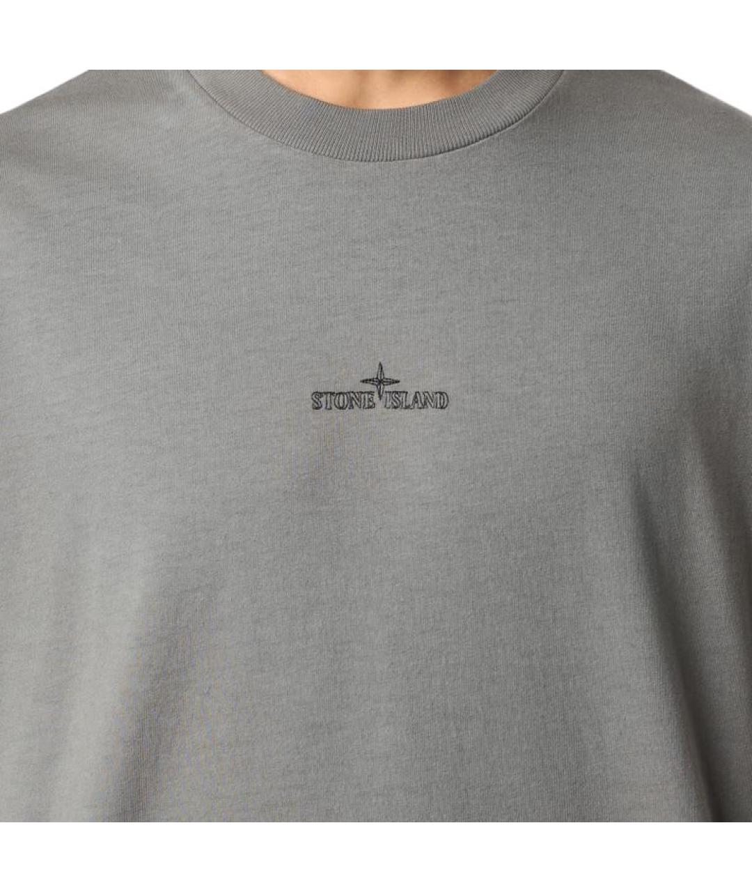 STONE ISLAND Серая хлопковая футболка, фото 5