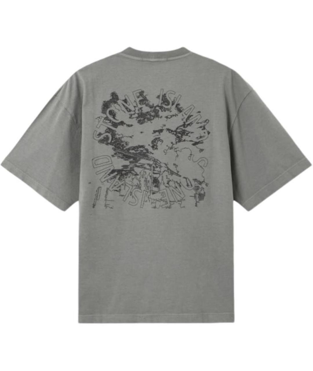 STONE ISLAND Серая хлопковая футболка, фото 2